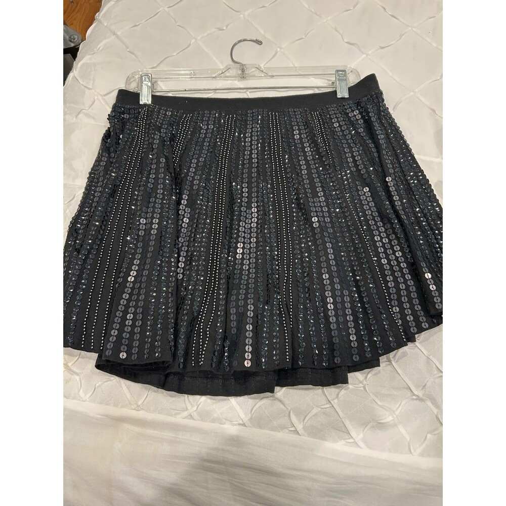 Express Swingy Black Mini Skirt With Sequins And Attached Shorts Size M